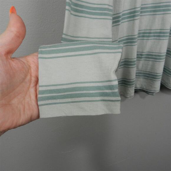 J.Crew Striped Long Sleeve Turtleneck Tee Size L‎ Light Mint Antique Mineral Top - Picture 5 of 10